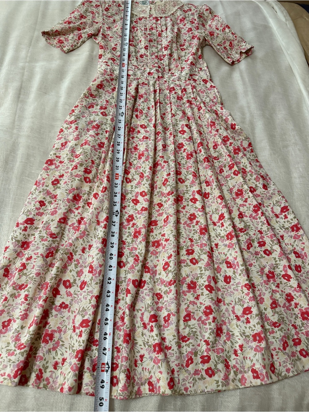 VTG Laura Ashley Floral Lace Peter Pan Collare Dress Made in Great Britain - Picture 11 of 14